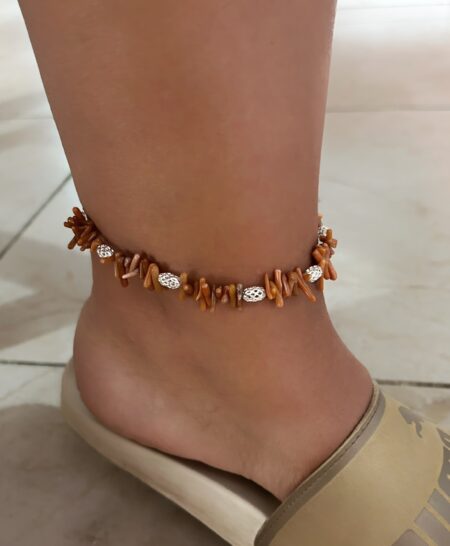 TOBI00028 TOBILLERA PL900 CON CORAL MARRON