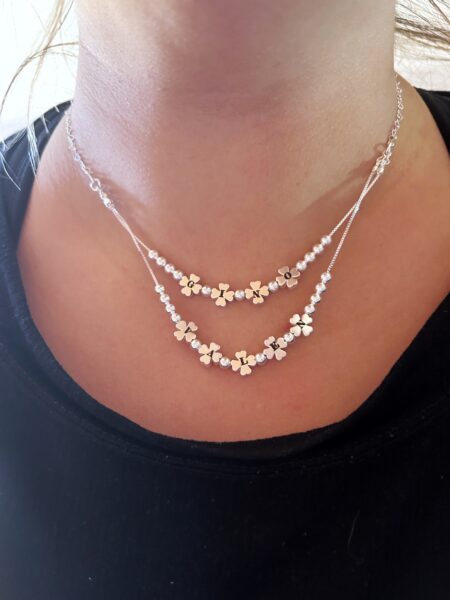 CONJPL000492 COLLAR TREBOL DOBLE FRASE GRABADOS