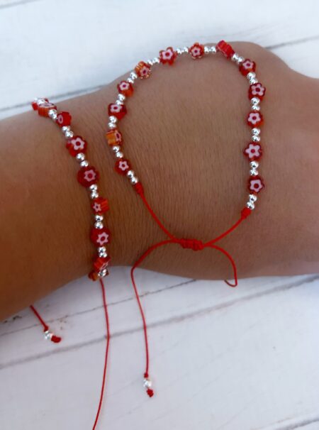 PUPL000544 PULSE HILO REGULABLE CON MURANO FLORCITAS ROJAS