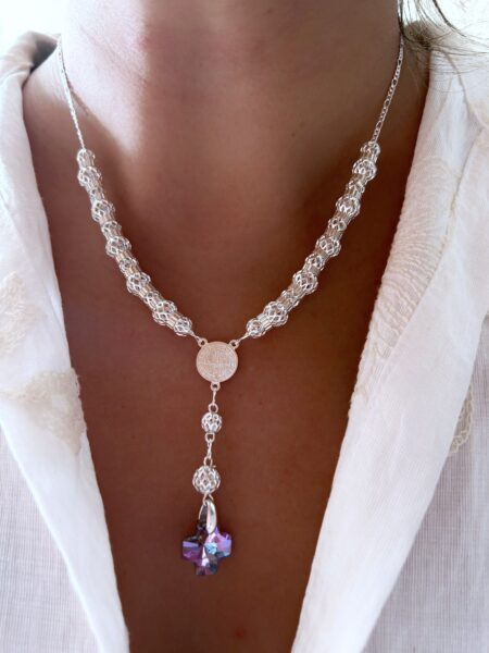 CONJPL000527 DENARIO SIMIL SWAROVSKI LILA CALADO