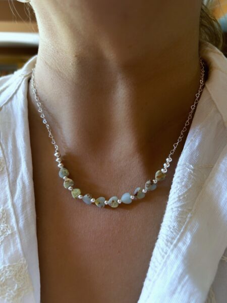 CONJPL000535 COLLAR GARGANTILLA AGUAMARINA HEART
