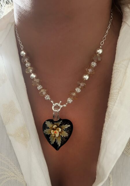 CONJPL000540 COLLAR MURANO CORAZÓN ROSE