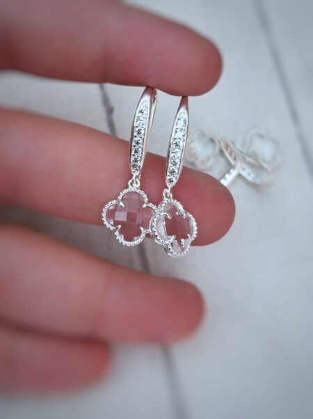 ABPL000817 AROS COLGANTES CIRCONIA Y FLOR VAN CRISTAL