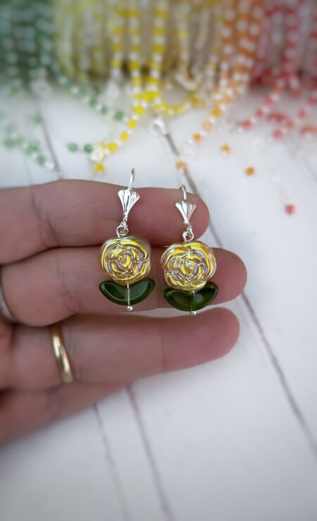 ABPL000529 AROS ROSA VIDRIO CHECO ROSA EN AMARILLO TORNASOL