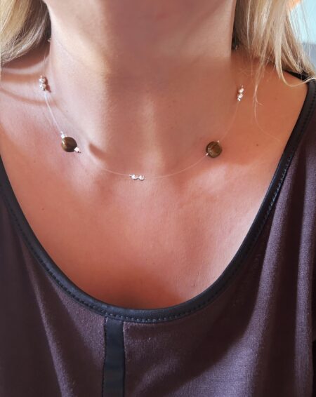 CONJPL000591 COLLAR INVISIBLE OJO DE TIGRE