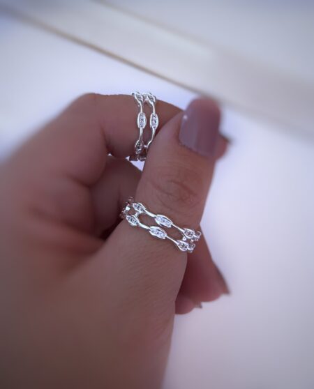 ANIP000511 ANILLO DOBLE CADENA OVALADA CIRCONIA