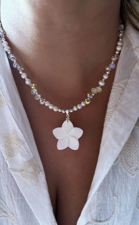 CONJPL000596 COLLAR FLOR NACAR CON GOTAS