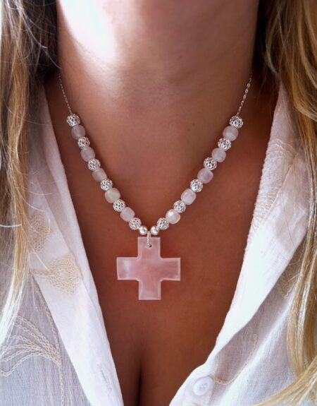 CONJPL000601 COLLAR DENARIO ÓNIX BLANCO