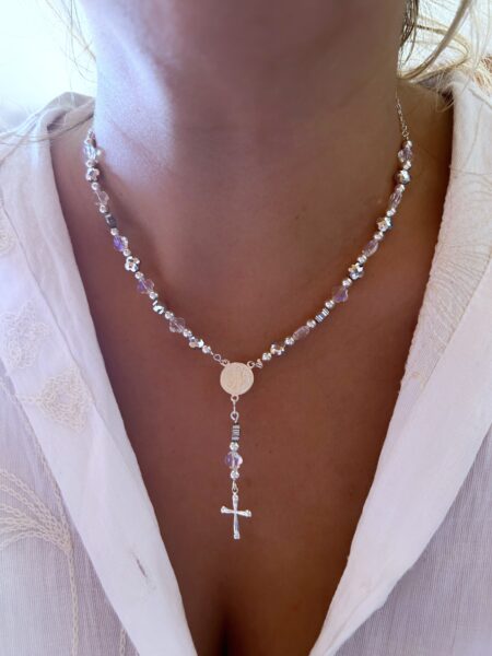 CONJPL000605 DENARIO CRISTAL CHECO VAN PLATEADO Y TORNASOL