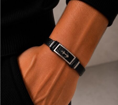 PUQ00018 PULSE CUERINA ANCLA ACERO HOMBRE