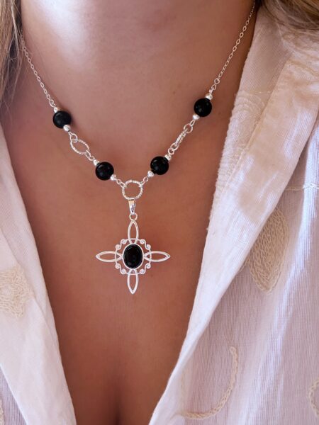 CONJPL000622 COLLAR NUDO DE BRUJA OBSIDIANA