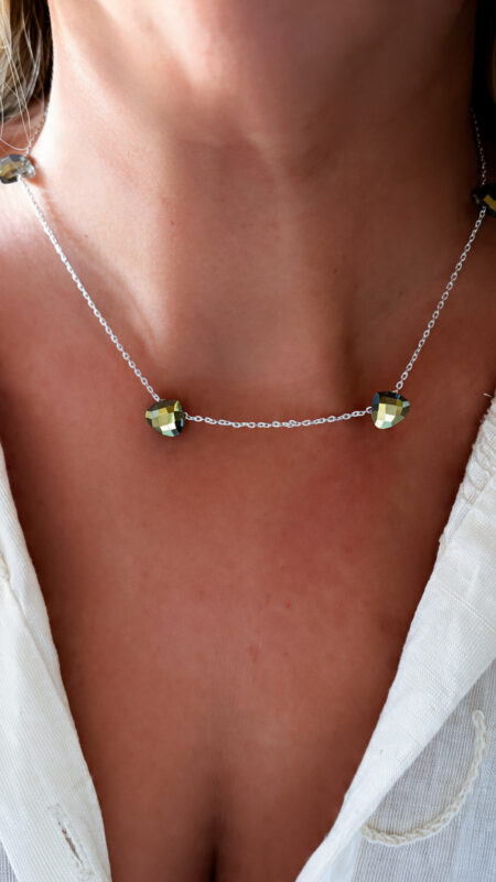 GARGANTILLA CRISTAL CHECO VERDE TORNASOL CONJPL000684