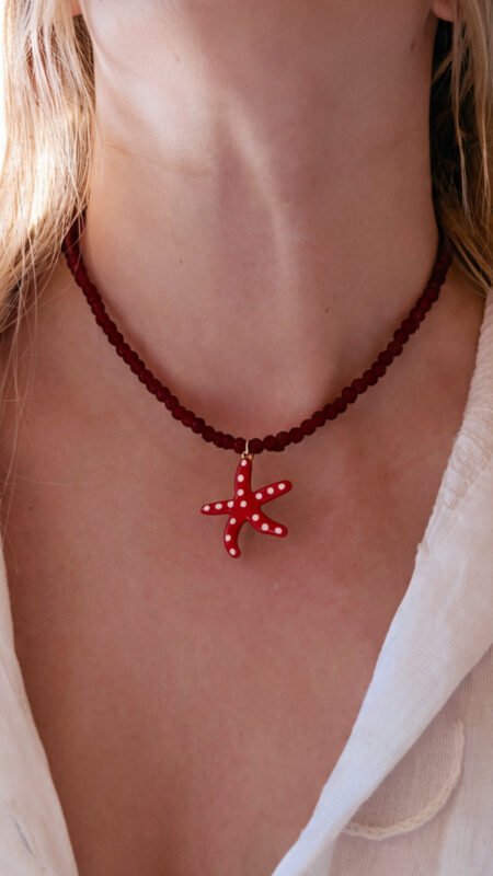 Collar Choker estrella de Mar Roja CONJPL685
