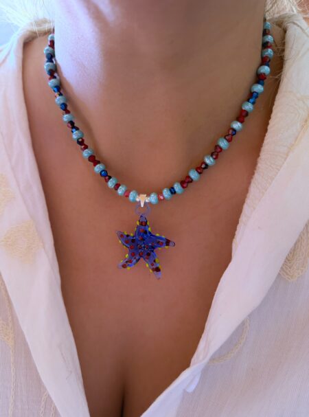 COLLAR MAR ESTRELLA MURANO AZUL CONJPL000649