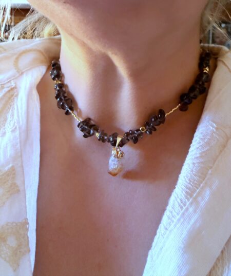 COLLAR CITRINO CUARZO AHUMADO GOLFI000126