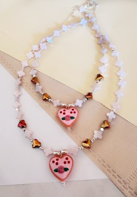 COLLAR CORAZON ROCOCO TREBOL NACAR CONJPL000650