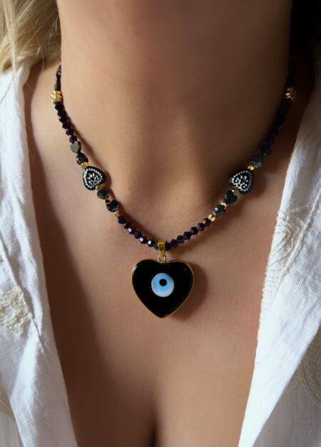 COLLAR BAÑO DE ORO OJO TURCO NEGRO GOLFI000135