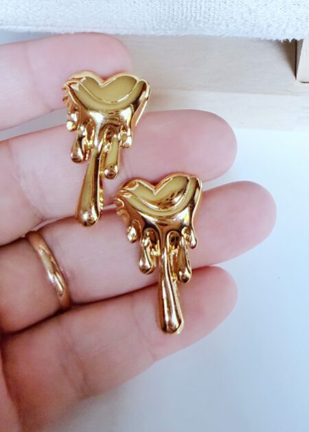 AROS ACERO DORADO CORAZON GOTEADO GOLFI000141