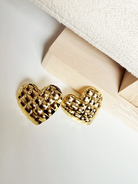 AROS ACERO DORADO CORAZON TRAMADO GOLFI000140