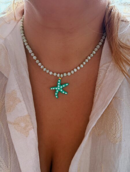 Collar Estrella de Mar Aqua y ojo de gato GOLFI000152