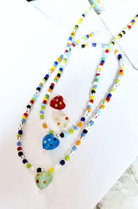 Collar Mix colores con Corazón Murano CONJPL000673