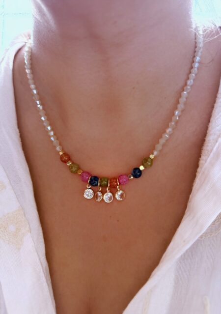 GOLFI000154 COLLAR AGATAS MIX BAÑO DE ORO