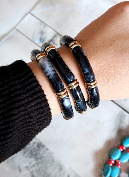 PULSE BIJOU RESINADA NEGRO CON DORADO PUBIJ01