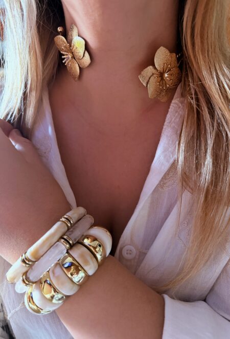 CHOKER O BRAZALETE FLORES ACERO DORADO GOLFI000158