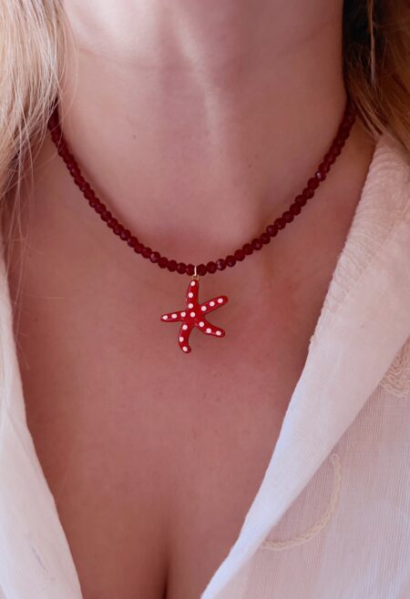 Collar Choker estrella de Mar Roja CONJPL685