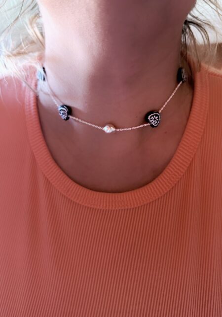 COLLAR CHOKER O GARGANTILLA CORAZÓN VIDRIO CONJPL000687
